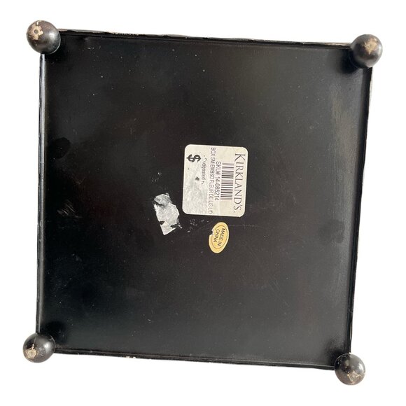 Kirkland’s Decorative Metal Storage Box with Fleur-de-Lis Finial – Red and Gold - Picture 4 of 5